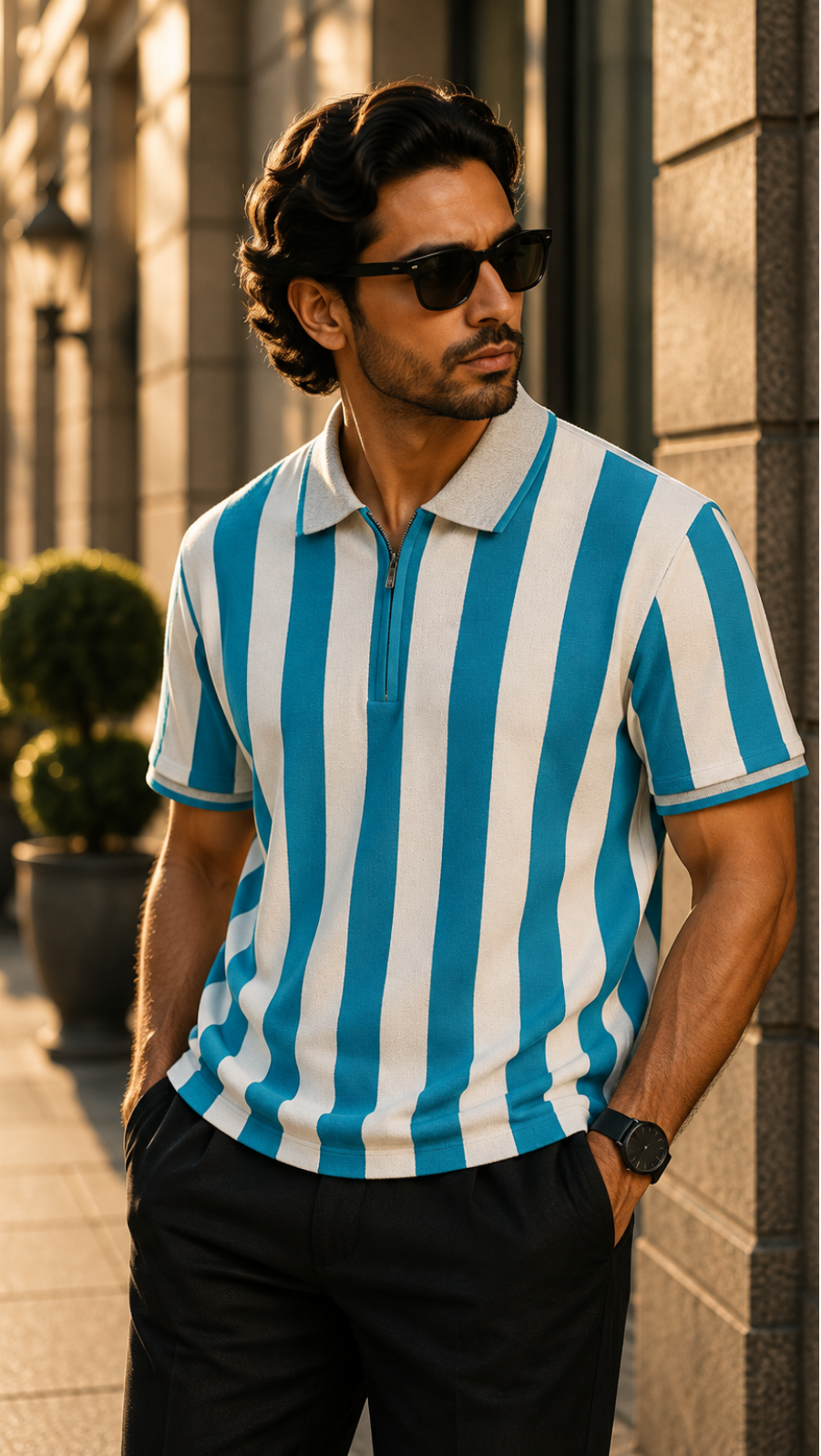 Ravaaz Riviera Blue Stripe Polo