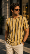 Ravaaz Riviera Stripe Textured T-Shirt