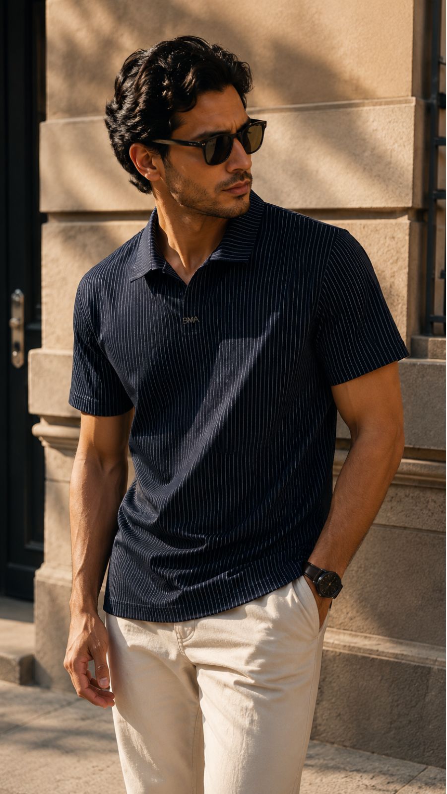 Ravaaz Executive Pinstripe Polo T-Shirt