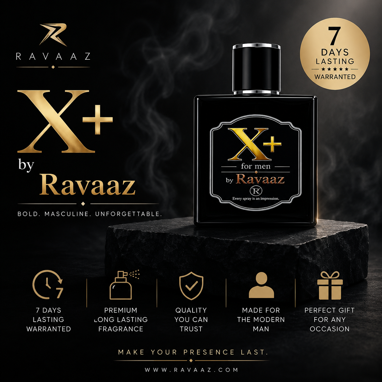 X+ by Ravaaz for Men – Premium Long Lasting Fragrance 50ml