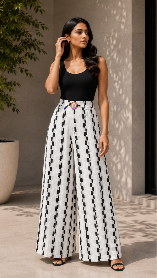 Ravaaz Checkmate Palazzo Trouser